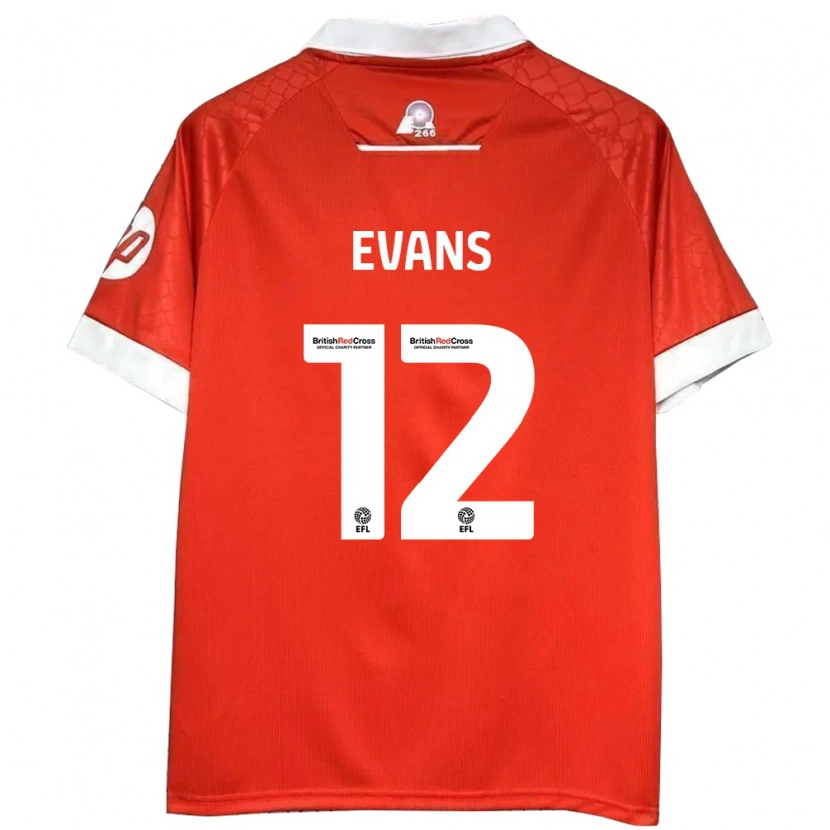 Danxen Heren George Evans #12 Rood Wit Thuisshirt Thuistenue 2024/25 T-Shirt