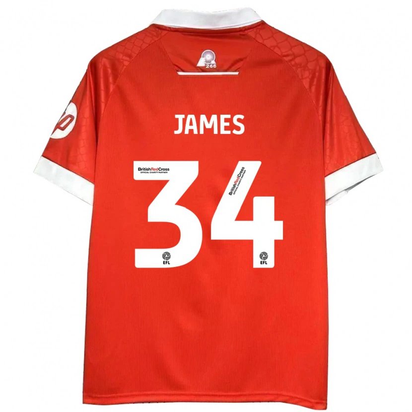 Danxen Heren Aaron James #34 Rood Wit Thuisshirt Thuistenue 2024/25 T-Shirt