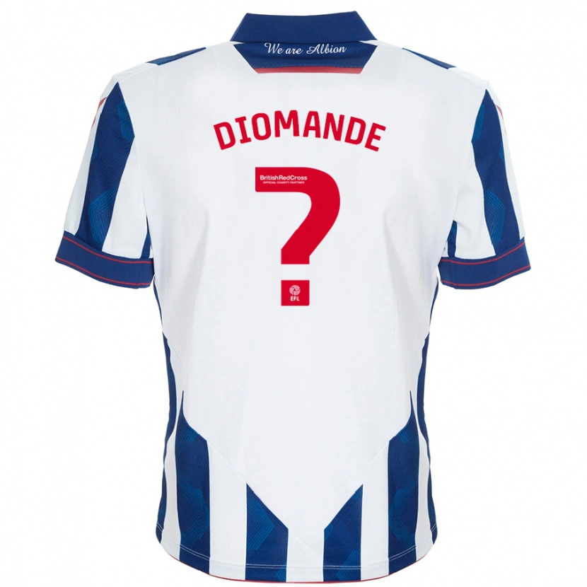 Danxen Heren Muhamed Diomande #0 Wit Donkerblauw Thuisshirt Thuistenue 2024/25 T-Shirt