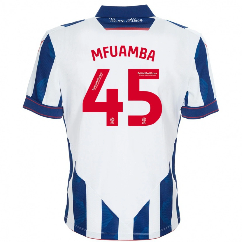 Danxen Heren Kevin Mfuamba #45 Wit Donkerblauw Thuisshirt Thuistenue 2024/25 T-Shirt