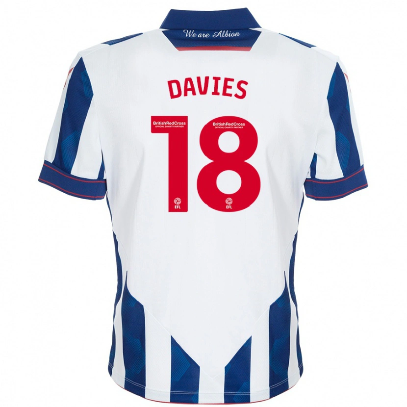 Danxen Heren Jessica Davies #18 Wit Donkerblauw Thuisshirt Thuistenue 2024/25 T-Shirt