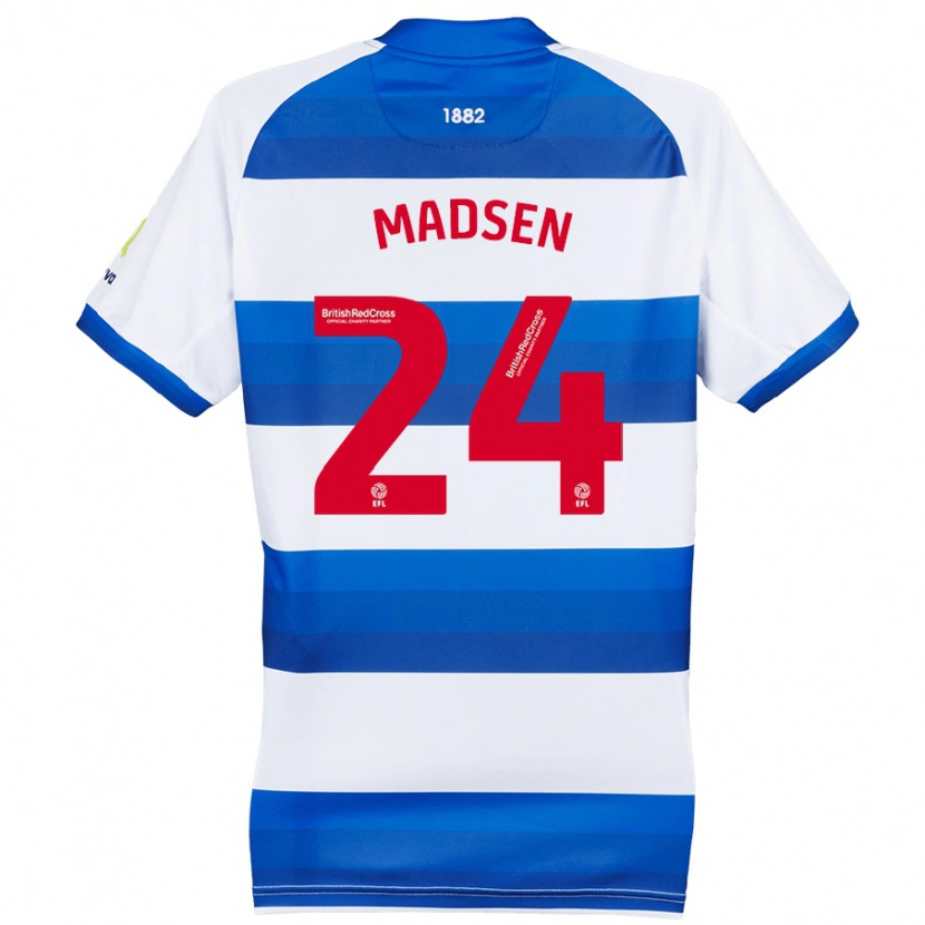 Danxen Heren Nicolas Madsen #24 Wit Blauw Thuisshirt Thuistenue 2024/25 T-Shirt