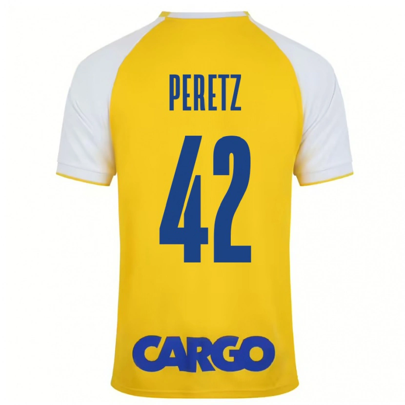 Danxen Heren Dor Peretz #42 Geel Wit Thuisshirt Thuistenue 2024/25 T-Shirt