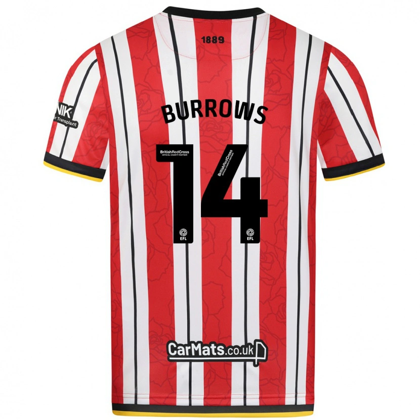 Danxen Heren Harrison Burrows #14 Rood Witte Strepen Thuisshirt Thuistenue 2024/25 T-Shirt