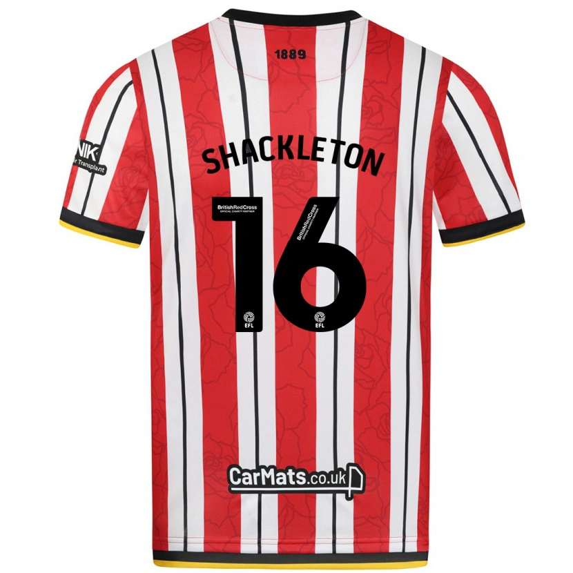 Danxen Heren Jamie Shackleton #16 Rood Witte Strepen Thuisshirt Thuistenue 2024/25 T-Shirt