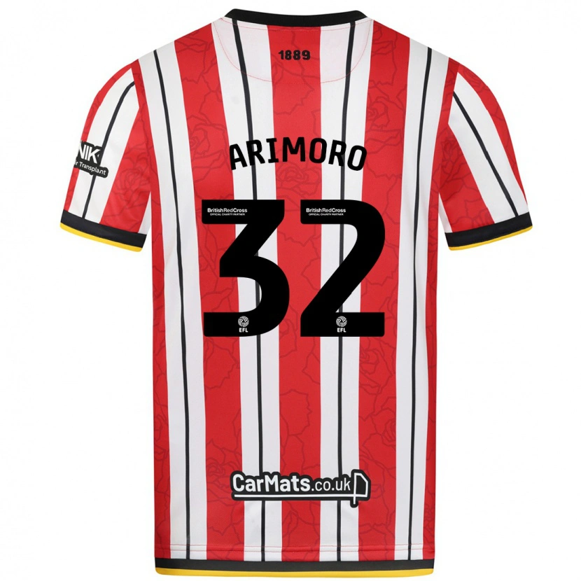 Danxen Heren Juliet Adebowale-Arimoro #32 Rood Witte Strepen Thuisshirt Thuistenue 2024/25 T-Shirt