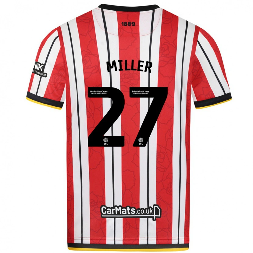 Danxen Heren Lara Miller #27 Rood Witte Strepen Thuisshirt Thuistenue 2024/25 T-Shirt