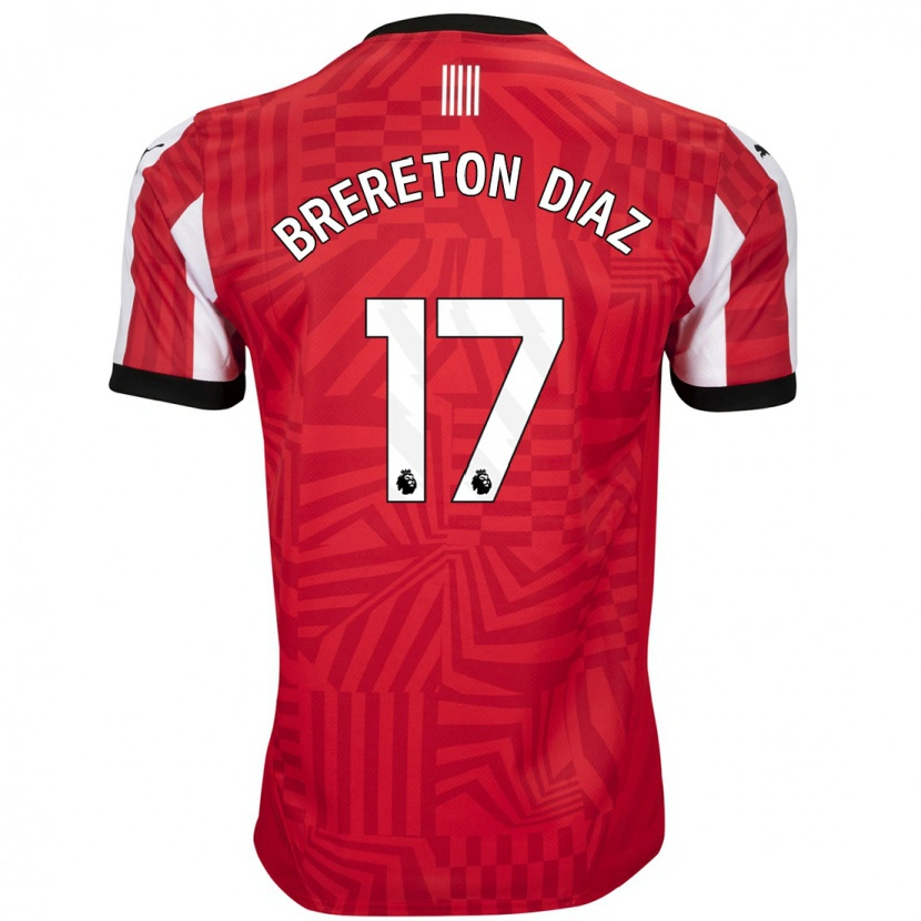 Danxen Heren Ben Brereton Díaz #17 Rood Wit Thuisshirt Thuistenue 2024/25 T-Shirt