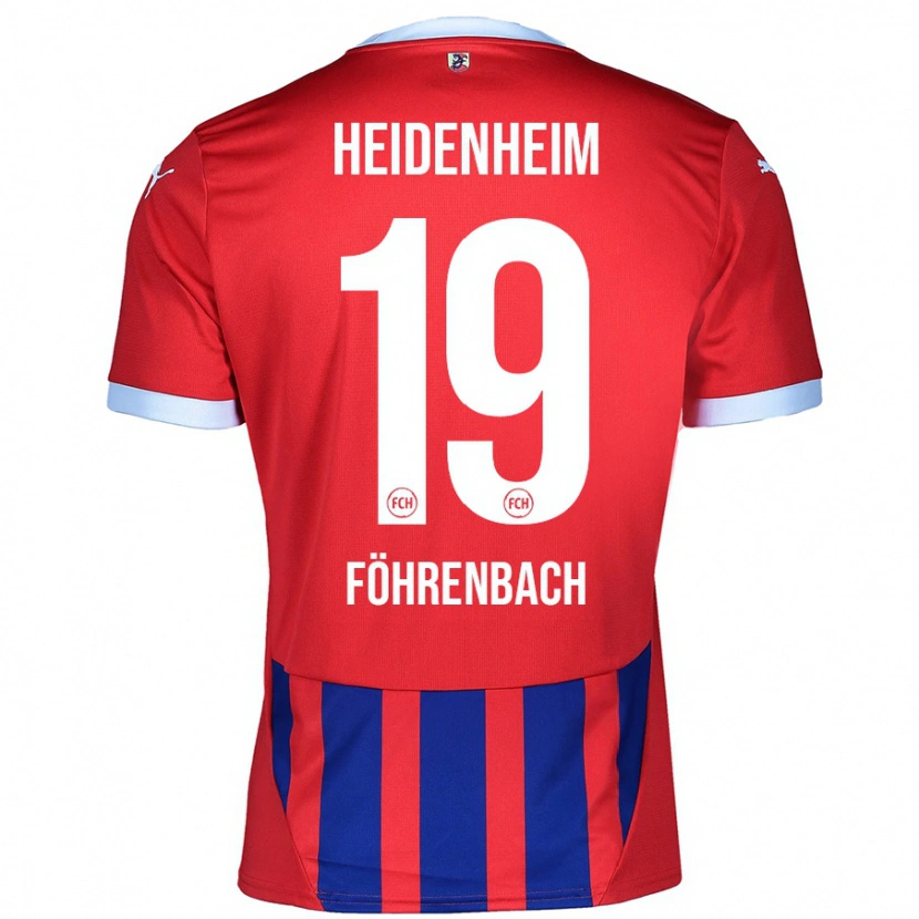 Danxen Heren Jonas Föhrenbach #19 Rood Blauw Thuisshirt Thuistenue 2024/25 T-Shirt