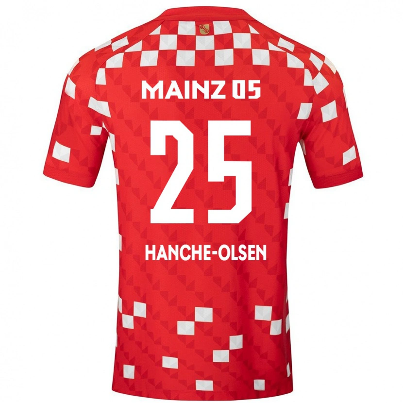 Danxen Heren Andreas Hanche-Olsen #25 Wit Rood Thuisshirt Thuistenue 2024/25 T-Shirt