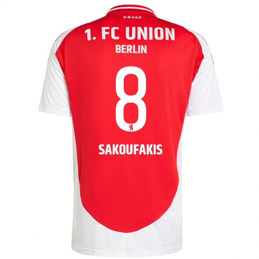 Danxen Heren Theodor Sakoufakis #8 Rood Wit Thuisshirt Thuistenue 2024/25 T-Shirt