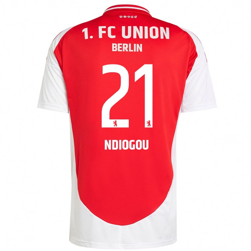 Danxen Heren Pape-Omar Ndiogou #21 Rood Wit Thuisshirt Thuistenue 2024/25 T-Shirt