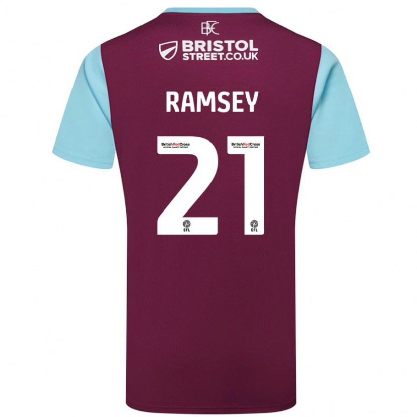 Danxen Heren Aaron Ramsey #21 Bordeauxrood Hemelsblauw Thuisshirt Thuistenue 2024/25 T-Shirt