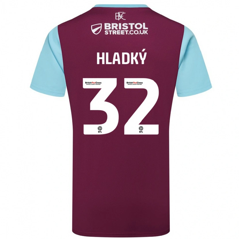 Danxen Heren Vaclav Hladky #32 Bordeauxrood Hemelsblauw Thuisshirt Thuistenue 2024/25 T-Shirt