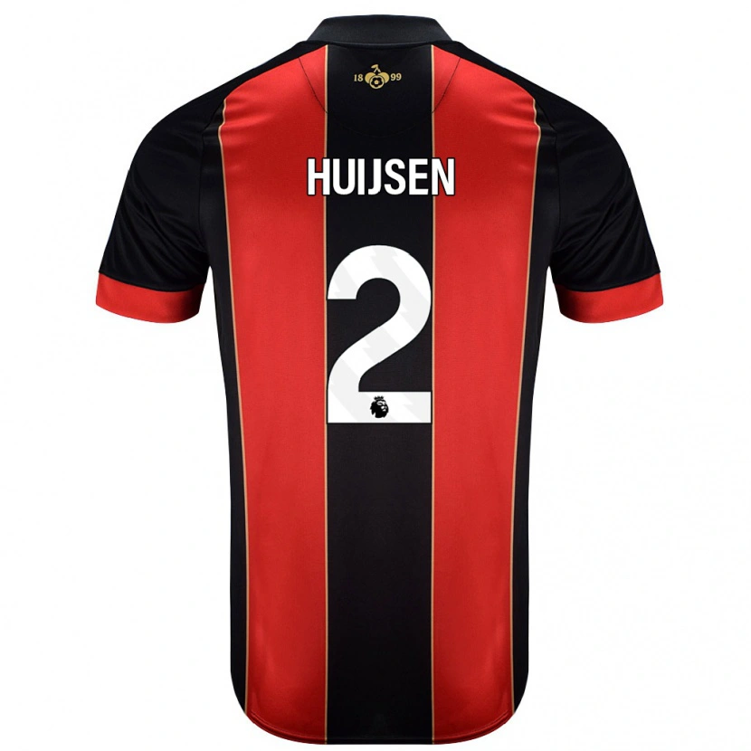 Danxen Heren Dean Huijsen #2 Rood Zwart Thuisshirt Thuistenue 2024/25 T-Shirt