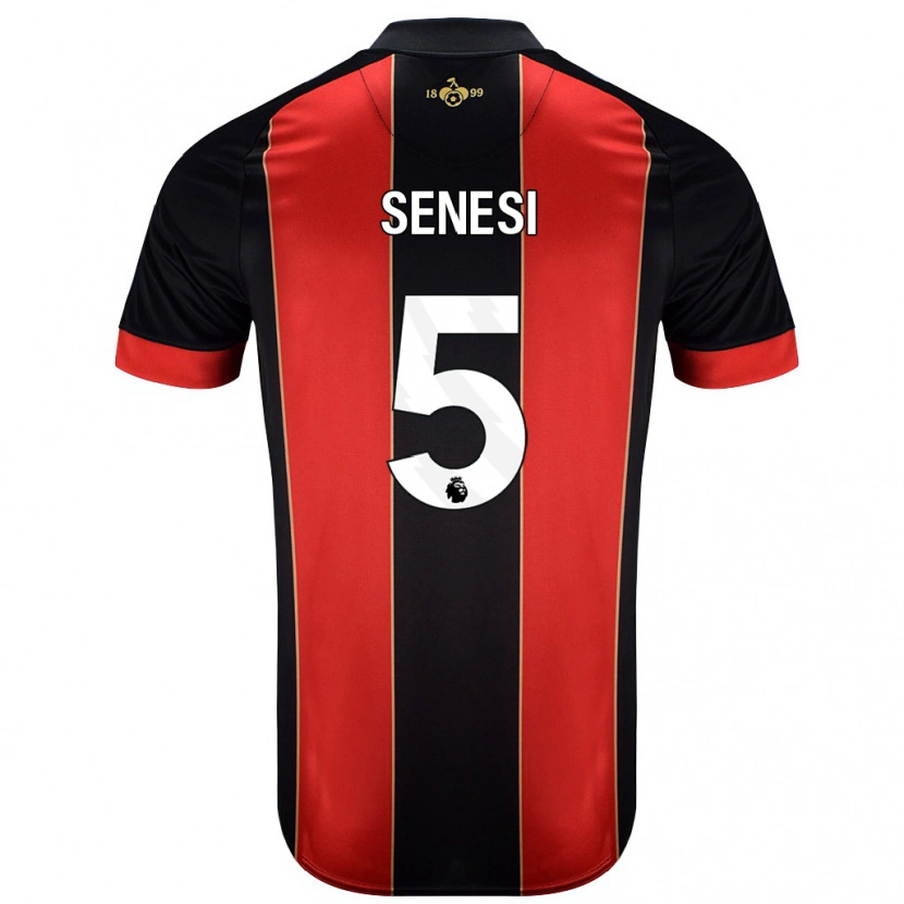 Danxen Heren Marcos Senesi #5 Rood Zwart Thuisshirt Thuistenue 2024/25 T-Shirt