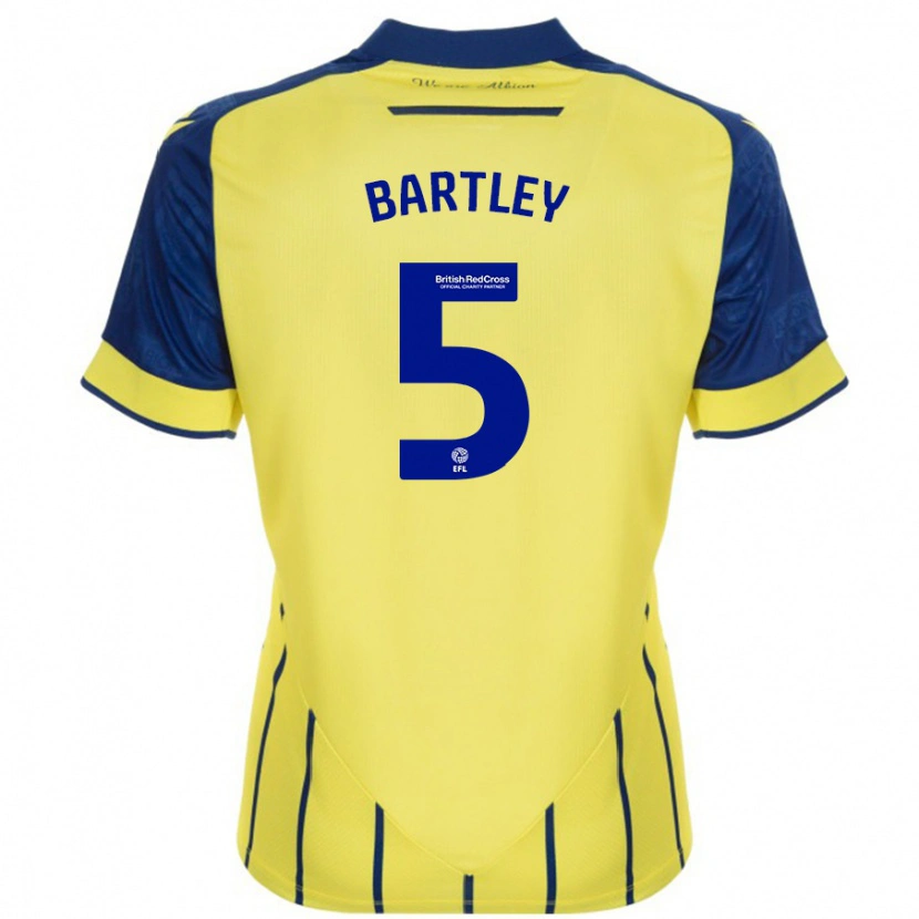 Danxen Heren Kyle Bartley #5 Geel Blauw Uitshirt Uittenue 2024/25 T-Shirt