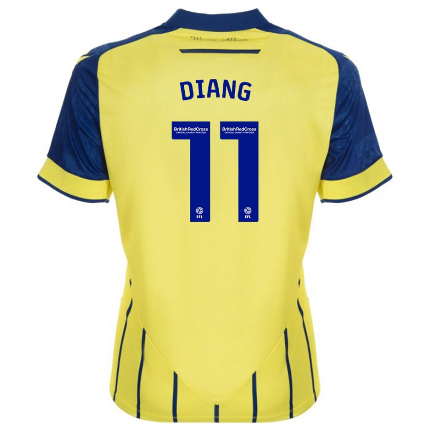 Danxen Heren Grady Diangana #11 Geel Blauw Uitshirt Uittenue 2024/25 T-Shirt