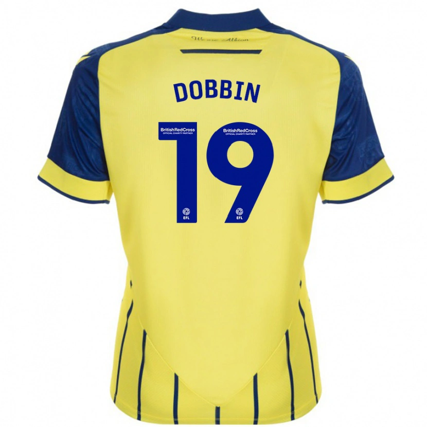 Danxen Heren Lewis Dobbin #19 Geel Blauw Uitshirt Uittenue 2024/25 T-Shirt