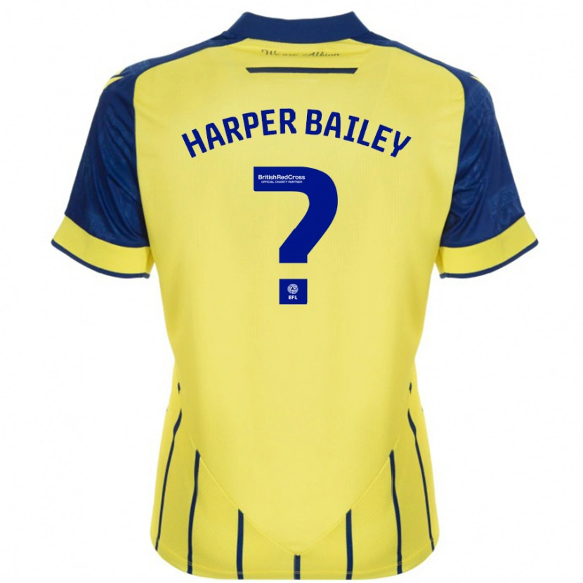 Danxen Heren Aaron Harper-Bailey #0 Geel Blauw Uitshirt Uittenue 2024/25 T-Shirt