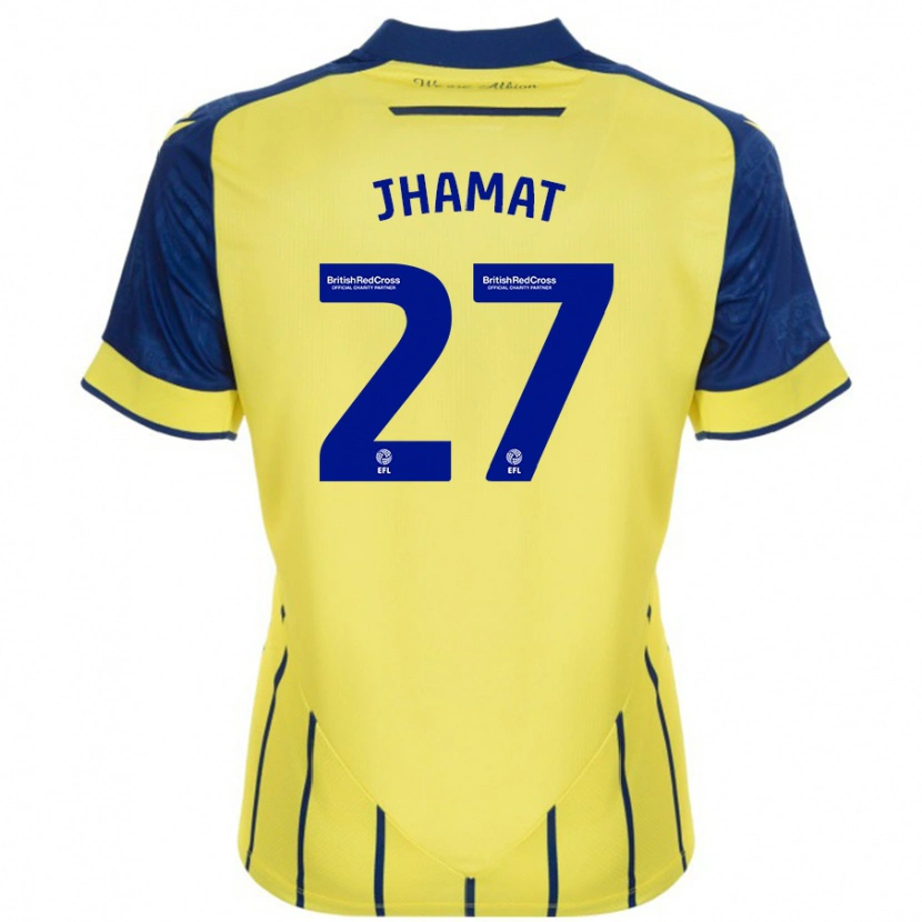 Danxen Heren Simran Jhamat #27 Geel Blauw Uitshirt Uittenue 2024/25 T-Shirt