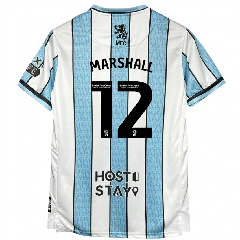 Danxen Heren Eve Marshall #12 Witblauw Uitshirt Uittenue 2024/25 T-Shirt