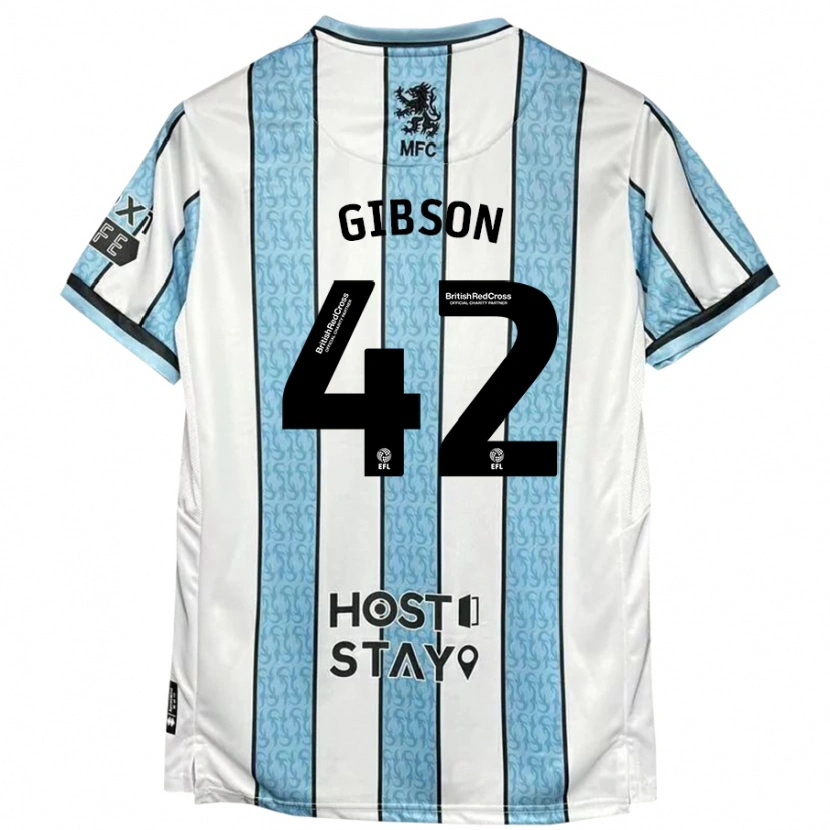 Danxen Heren Joseph Gibson #42 Witblauw Uitshirt Uittenue 2024/25 T-Shirt