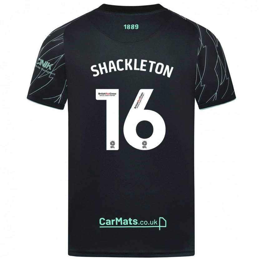 Danxen Heren Jamie Shackleton #16 Zwart Groen Uitshirt Uittenue 2024/25 T-Shirt