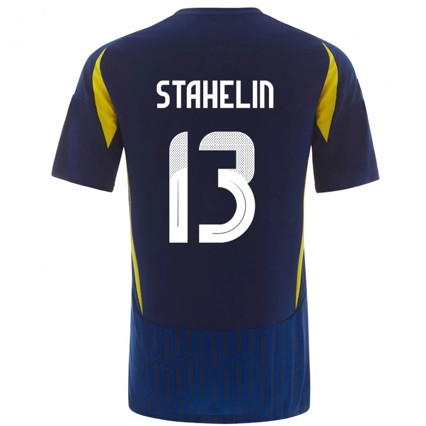 Danxen Heren Izabela Stahelin #13 Blauw Geel Uitshirt Uittenue 2024/25 T-Shirt