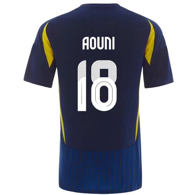 Danxen Heren Samia Aouni #18 Blauw Geel Uitshirt Uittenue 2024/25 T-Shirt