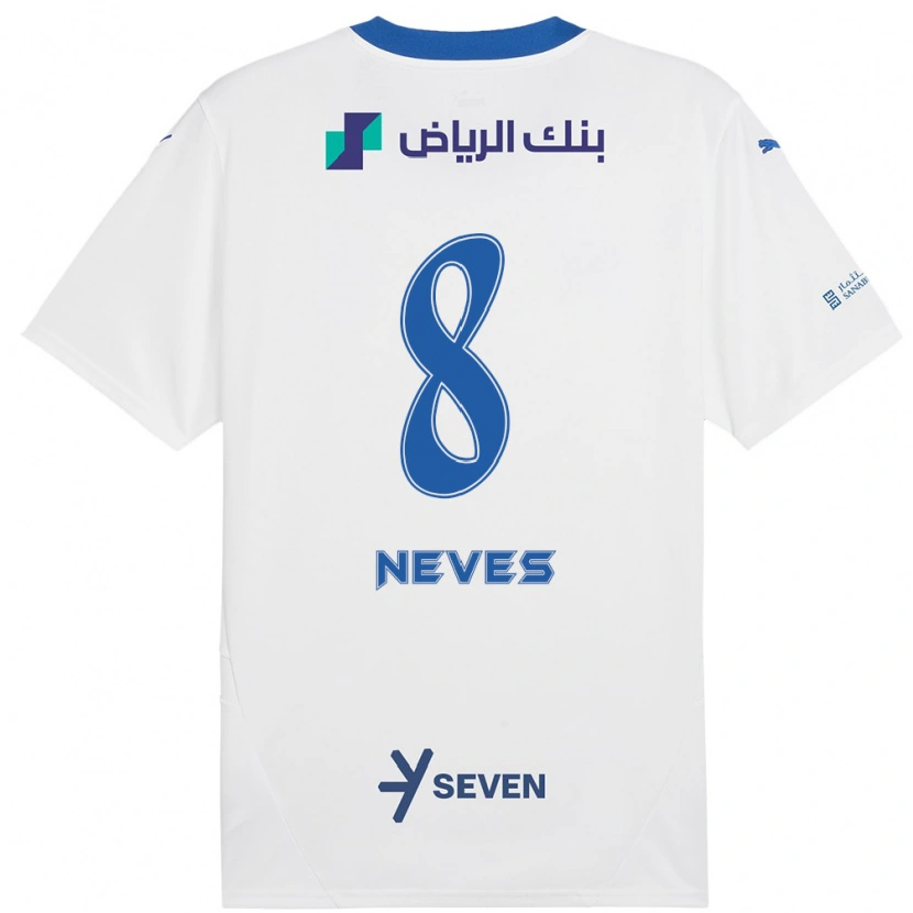 Danxen Heren Rúben Neves #8 Wit Blauw Uitshirt Uittenue 2024/25 T-Shirt