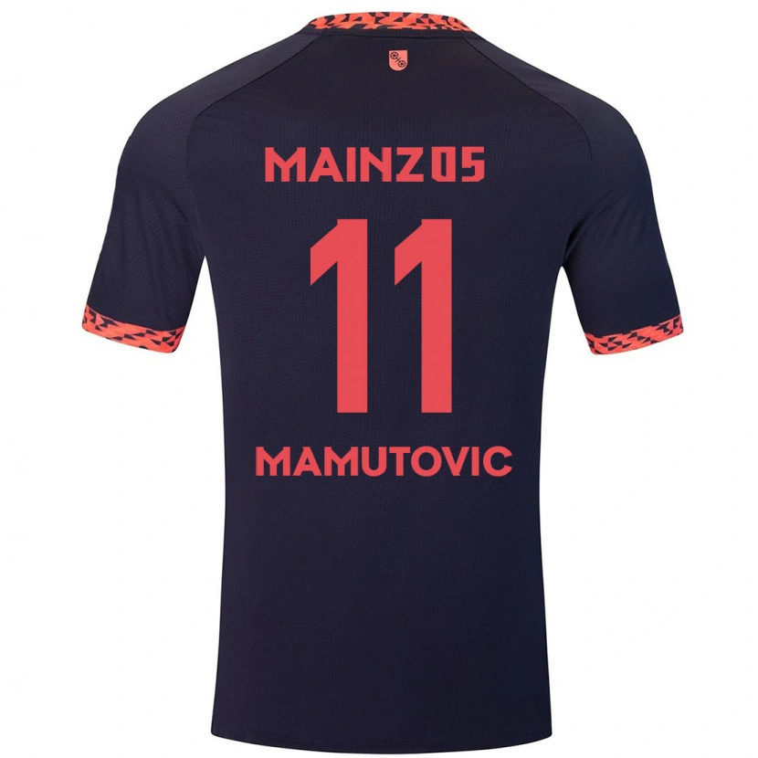 Danxen Heren David Mamutovic #11 Blauw Koraalrood Uitshirt Uittenue 2024/25 T-Shirt