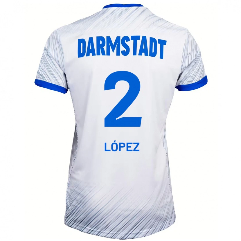 Danxen Heren Sergio López #2 Wit Blauw Uitshirt Uittenue 2024/25 T-Shirt