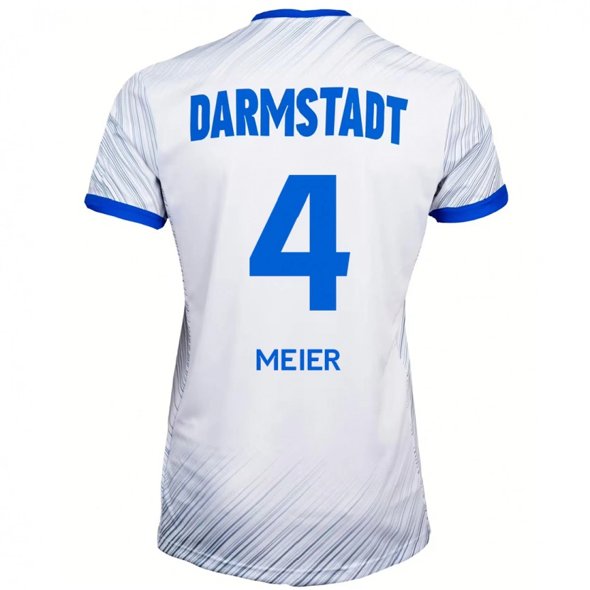 Danxen Heren Mark Meier #4 Wit Blauw Uitshirt Uittenue 2024/25 T-Shirt