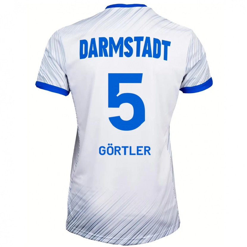 Danxen Heren Bastian Görtler #5 Wit Blauw Uitshirt Uittenue 2024/25 T-Shirt