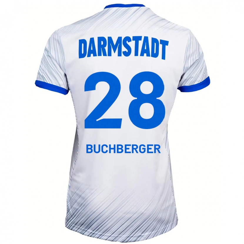 Danxen Heren Jonas Buchberger #28 Wit Blauw Uitshirt Uittenue 2024/25 T-Shirt