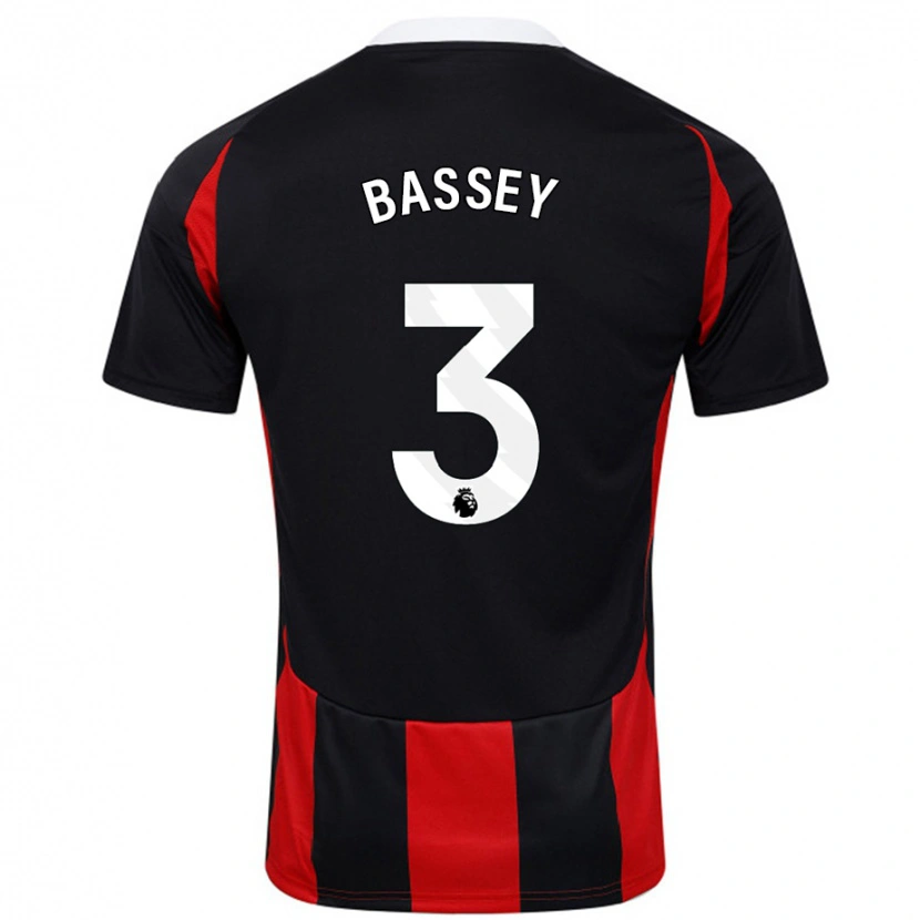 Danxen Heren Calvin Bassey #3 Zwart Rood Uitshirt Uittenue 2024/25 T-Shirt