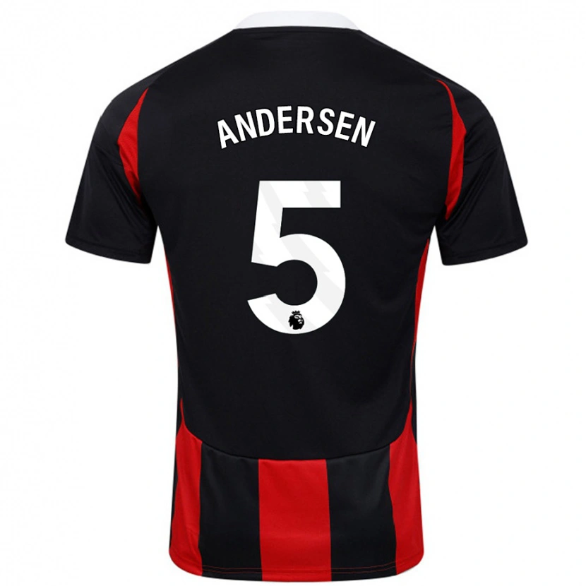 Danxen Heren Joachim Andersen #5 Zwart Rood Uitshirt Uittenue 2024/25 T-Shirt