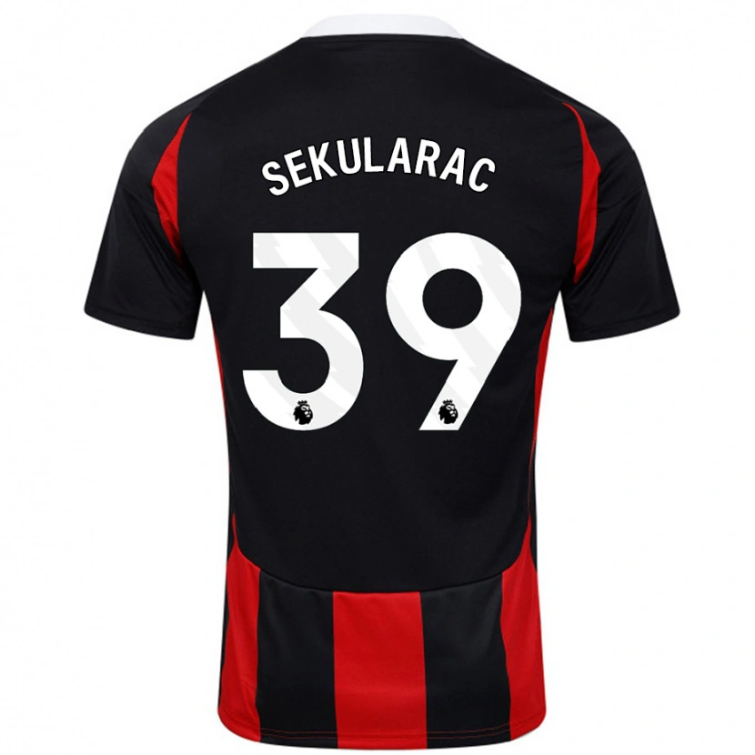 Danxen Heren Kristian Sekularac #39 Zwart Rood Uitshirt Uittenue 2024/25 T-Shirt