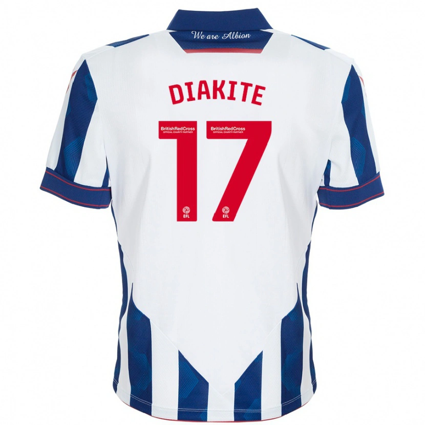 Danxen Dames Ousmane Diakité #17 Wit Donkerblauw Thuisshirt Thuistenue 2024/25 T-Shirt