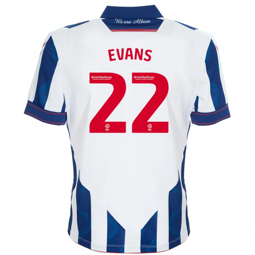 Danxen Dames Kate Evans #22 Wit Donkerblauw Thuisshirt Thuistenue 2024/25 T-Shirt