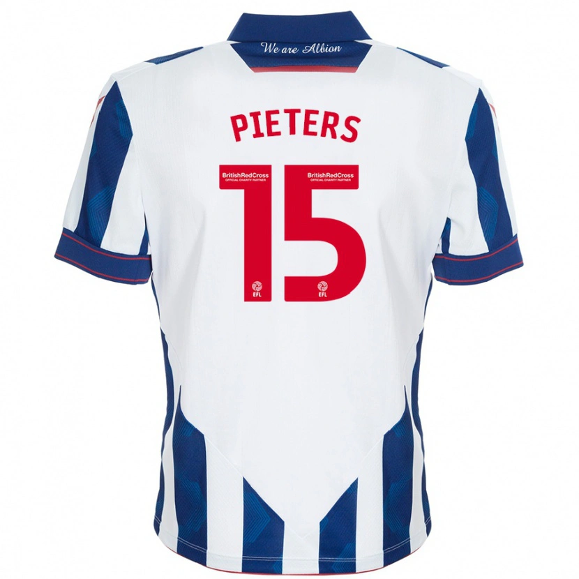 Danxen Dames Erik Pieters #15 Wit Donkerblauw Thuisshirt Thuistenue 2024/25 T-Shirt