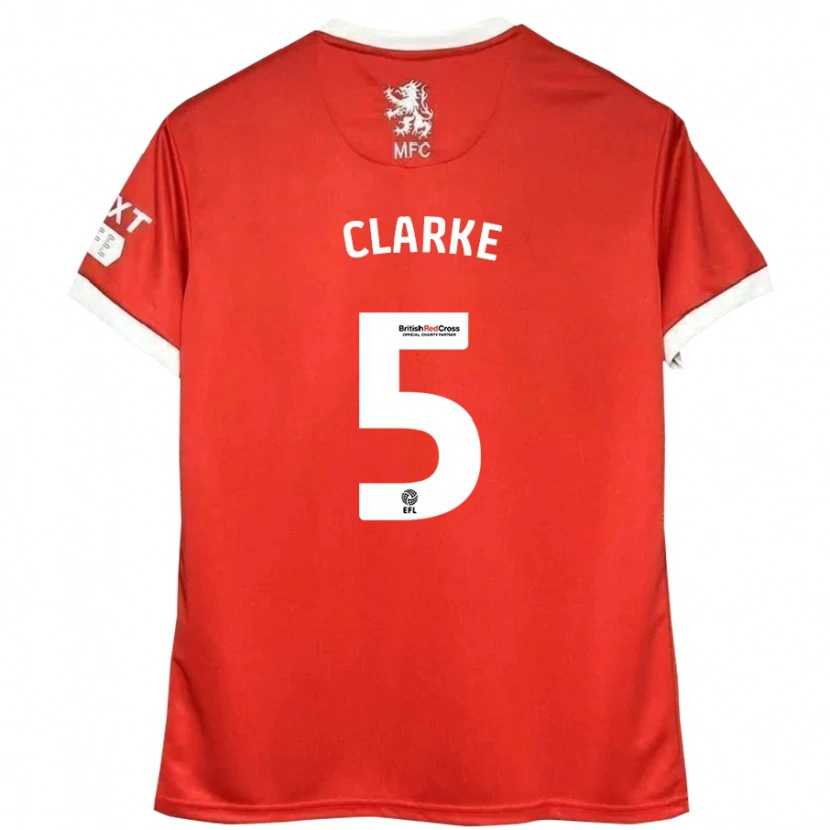 Danxen Dames Matt Clarke #5 Rood Wit Thuisshirt Thuistenue 2024/25 T-Shirt