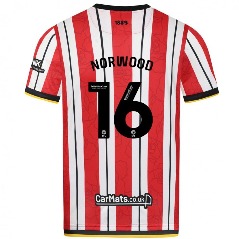 Danxen Dames Oliver Norwood #16 Rood Witte Strepen Thuisshirt Thuistenue 2024/25 T-Shirt