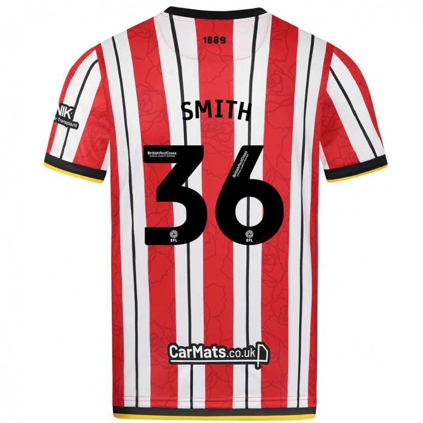 Danxen Dames Joshua Smith #36 Rood Witte Strepen Thuisshirt Thuistenue 2024/25 T-Shirt