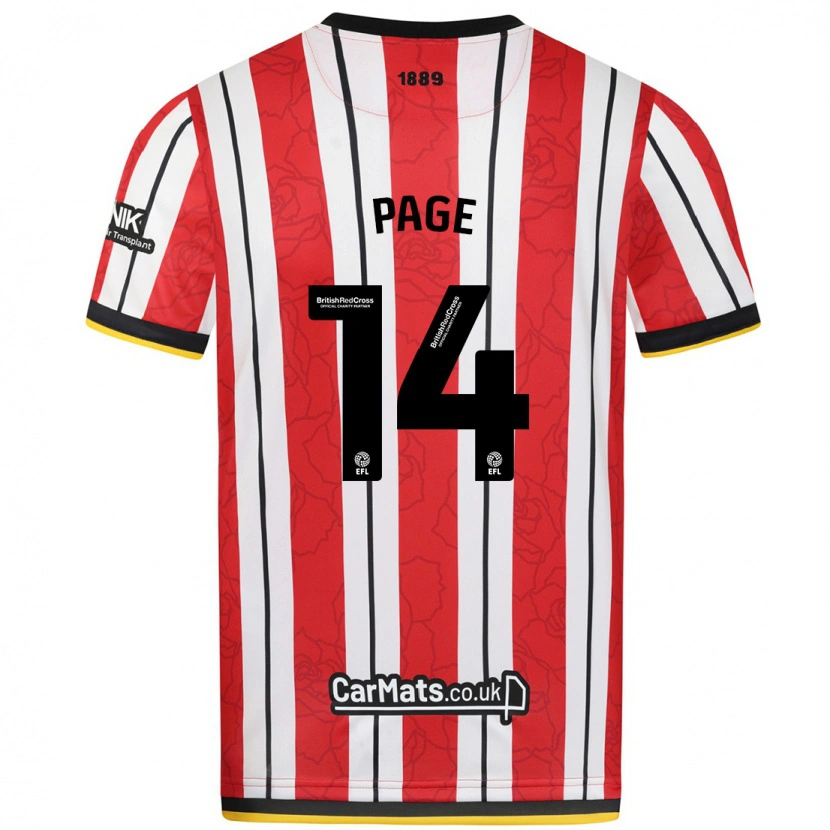 Danxen Dames Olivia Jane Page #14 Rood Witte Strepen Thuisshirt Thuistenue 2024/25 T-Shirt