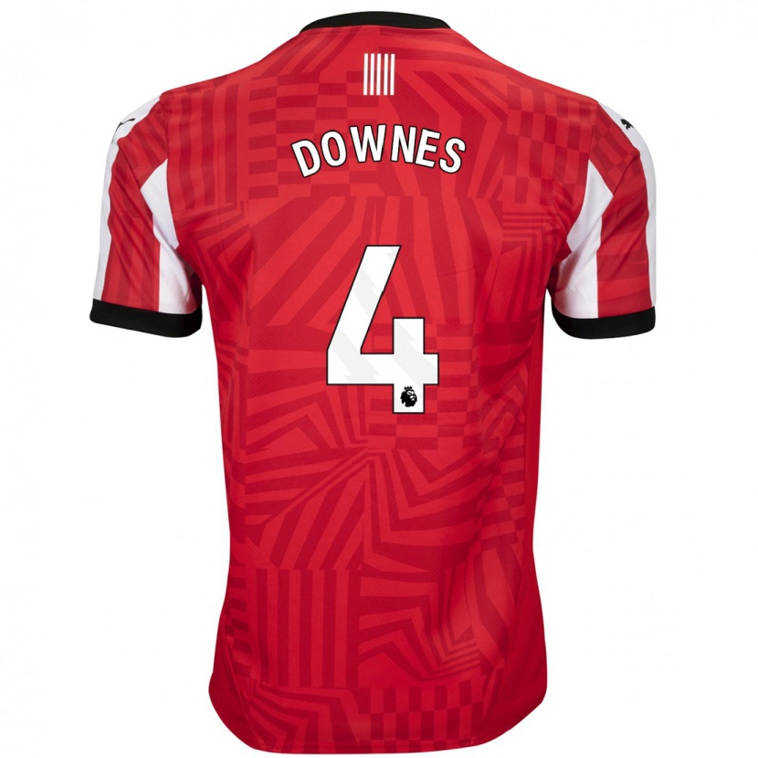 Danxen Dames Flynn Downes #4 Rood Wit Thuisshirt Thuistenue 2024/25 T-Shirt