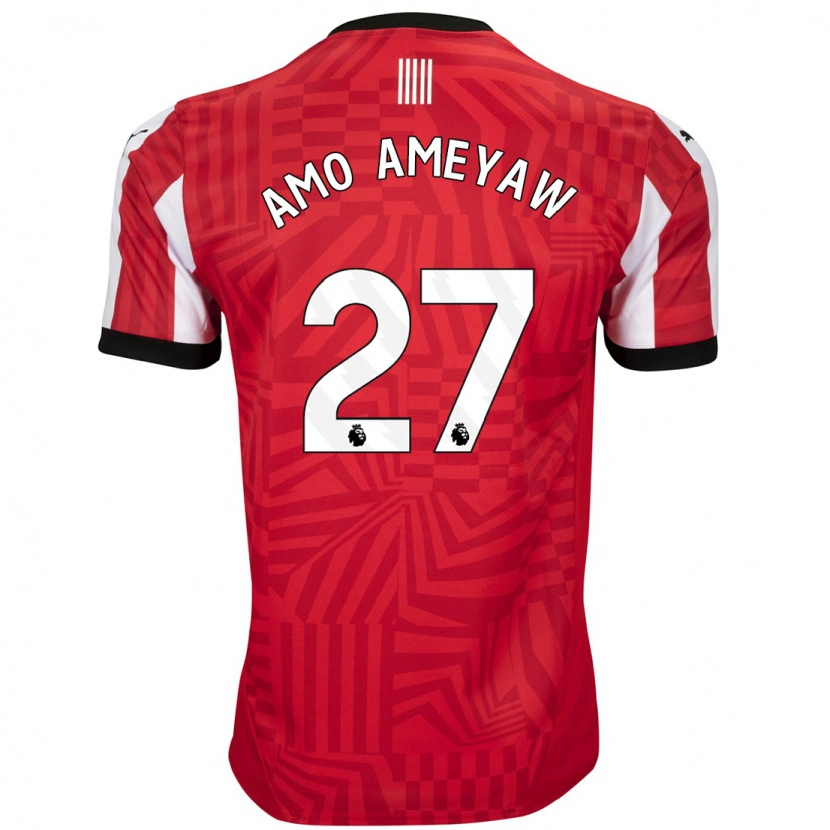 Danxen Dames Samuel Amo-Ameyaw #27 Rood Wit Thuisshirt Thuistenue 2024/25 T-Shirt