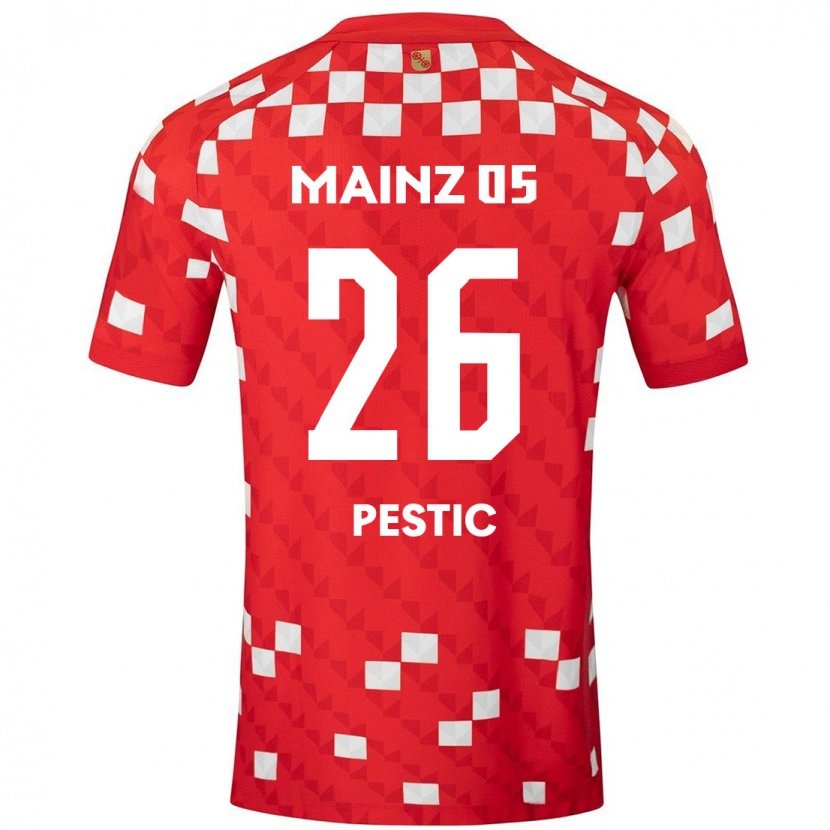 Danxen Dames Dominik Pestic #26 Wit Rood Thuisshirt Thuistenue 2024/25 T-Shirt