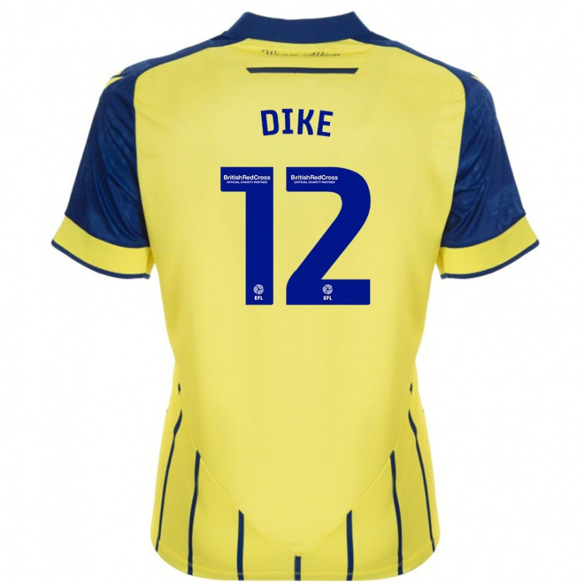 Danxen Dames Daryl Dike #12 Geel Blauw Uitshirt Uittenue 2024/25 T-Shirt